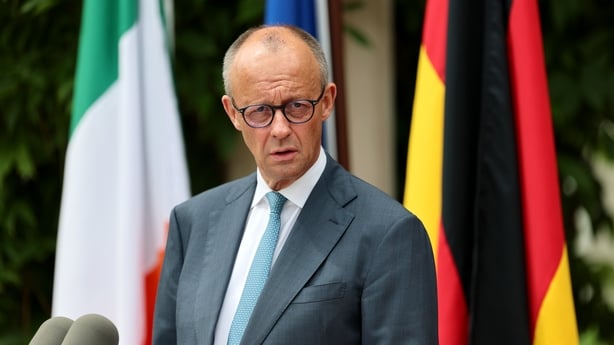 German Chancellor Friedrich Merz speaking at Farmleigh House