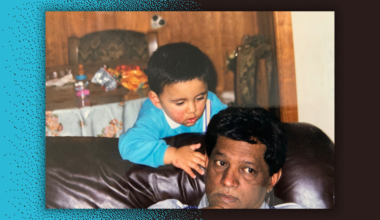 Raza Hussain with his uncle in Germany as a child. Image: Courtesy