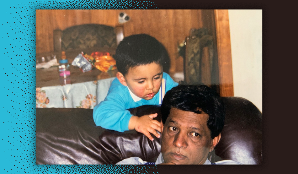 Raza Hussain with his uncle in Germany as a child. Image: Courtesy