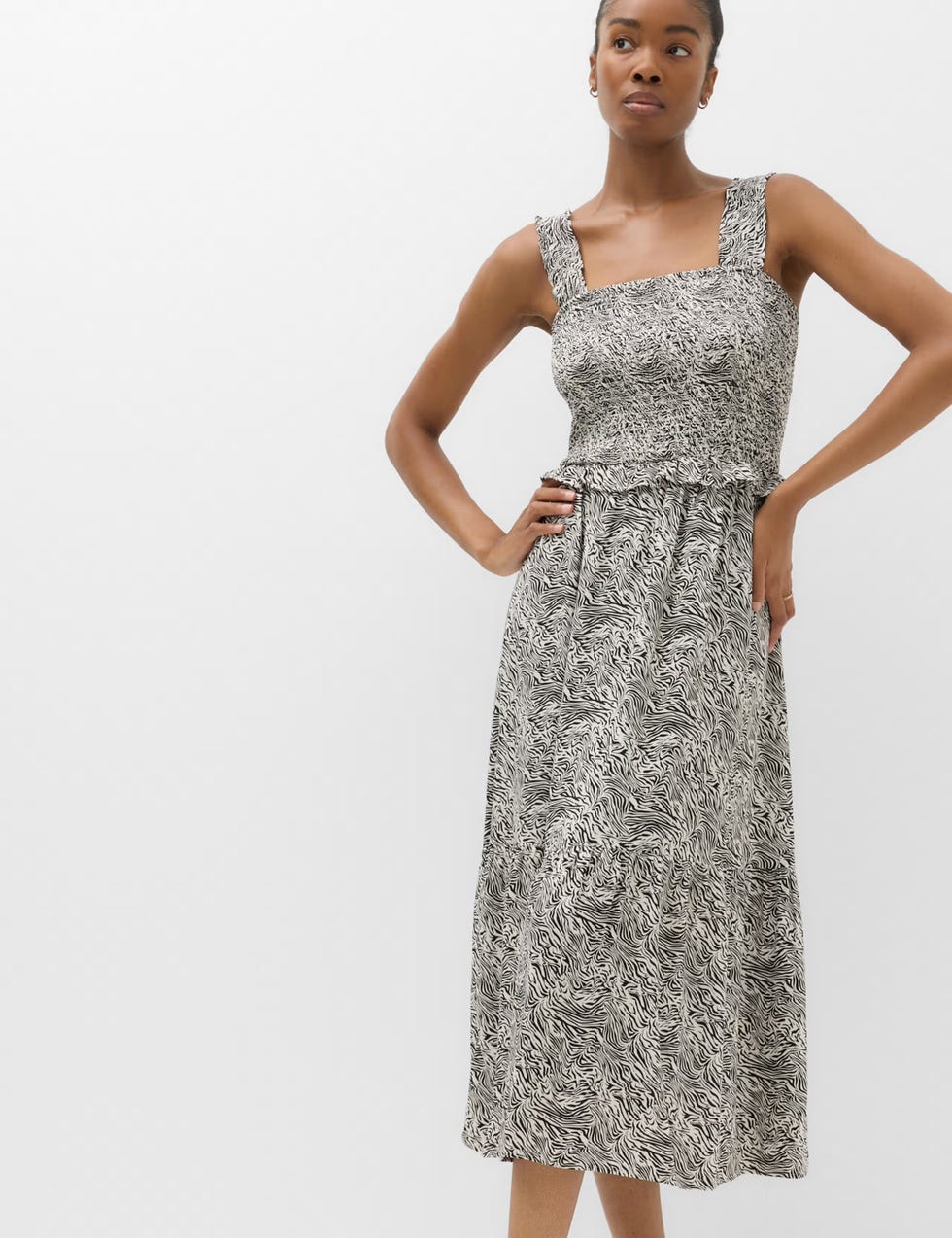 M&S Printed Square Neck Midi Waisted Dress m&s printed square neck midi waisted dress