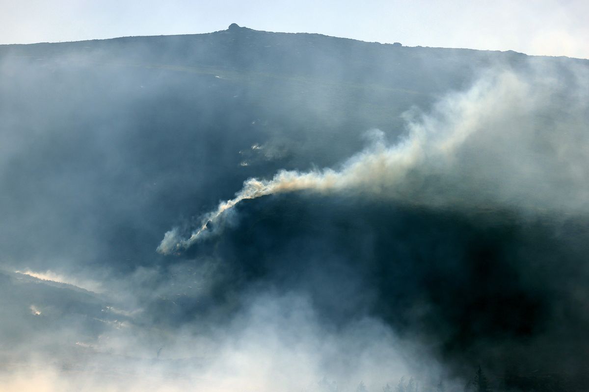 The blaze continued to rage on on Sunday