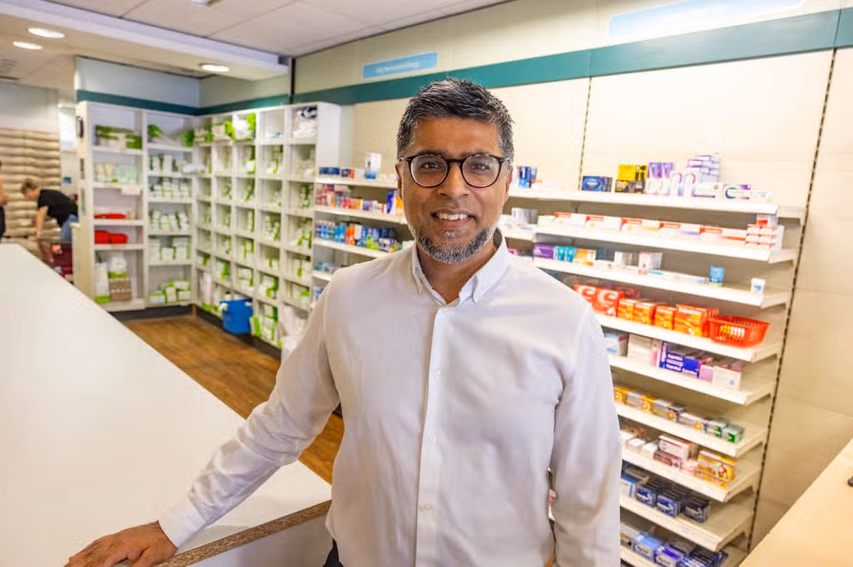 Pharmacist Imran Ahmed at Knowle Pharmacy at Broadwalk