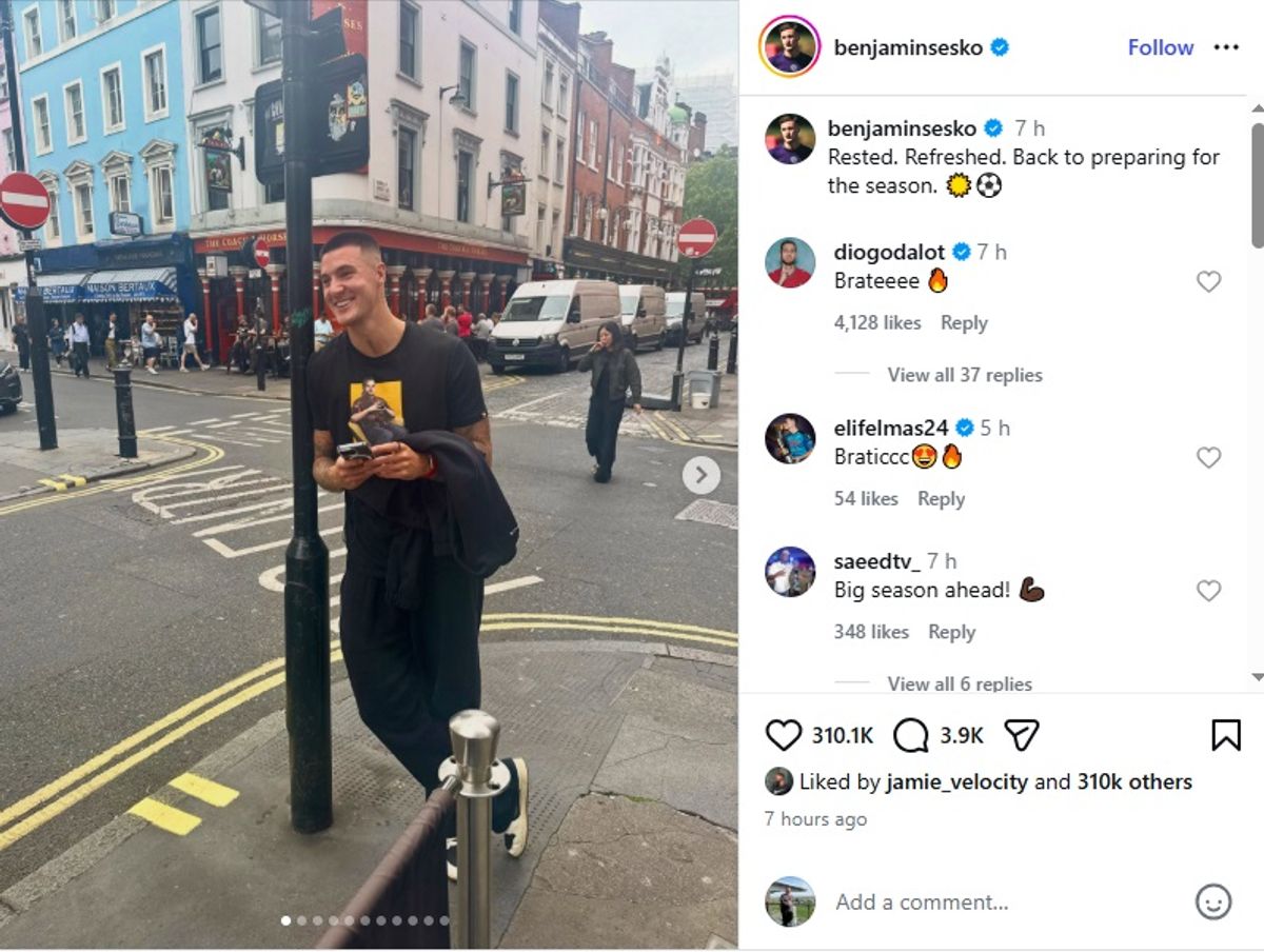 Benjamin Sesko's latest Instagram post 