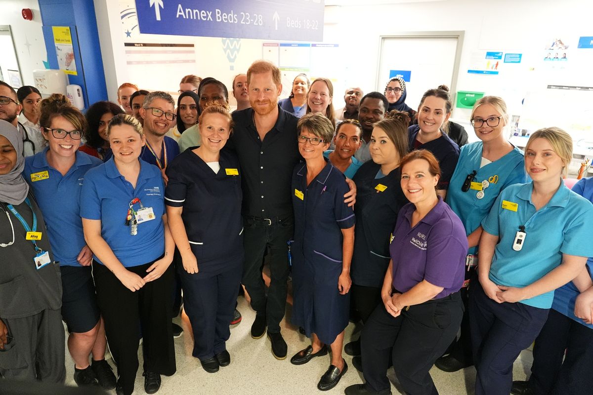 Harry with the medical staff of the Birmingham Children's Hospital