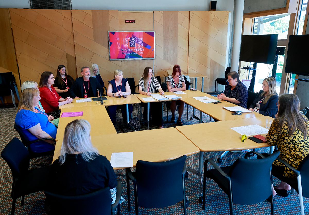 Women affected by Depo-Provera speaking to politicians at Holyrood