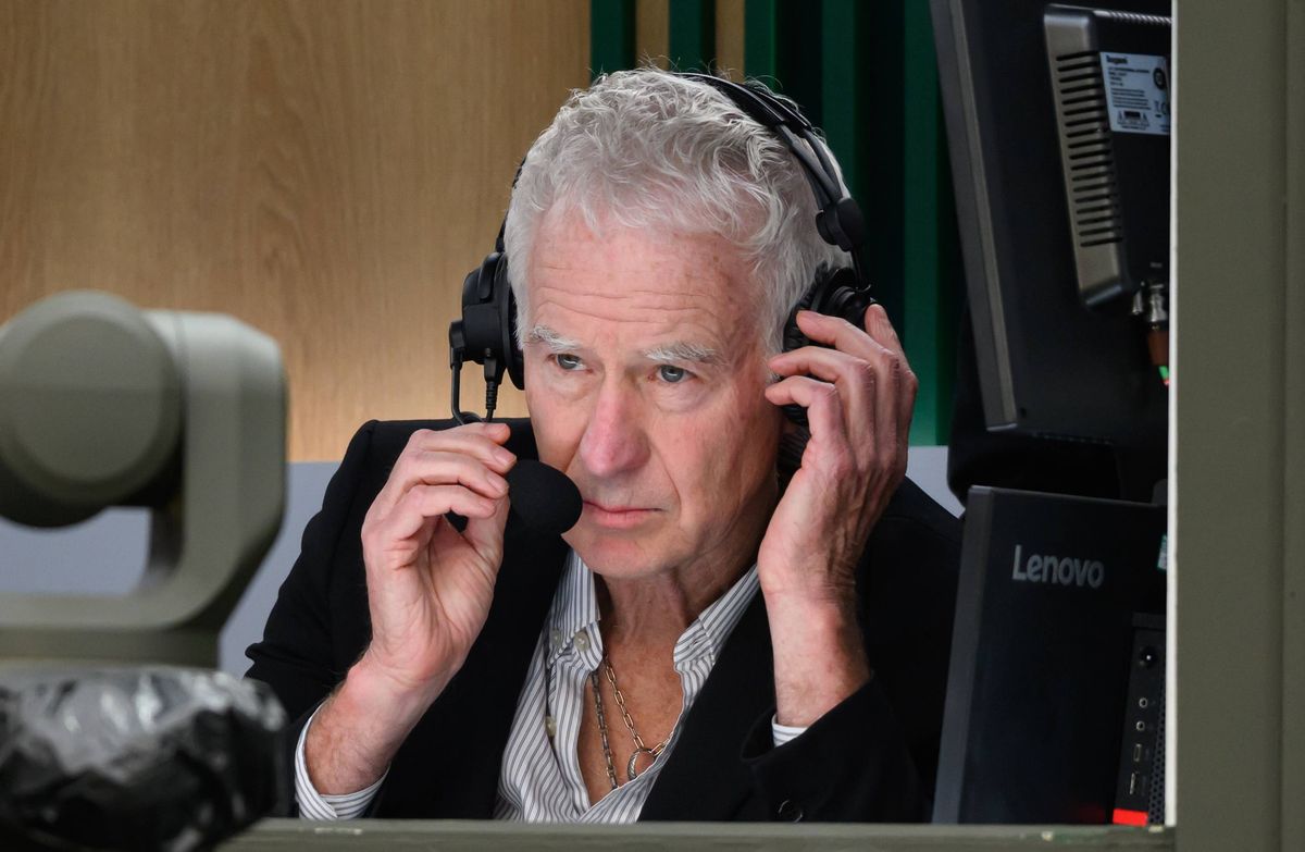 LONDON, ENGLAND - JULY 01: John McEnroe attends day three of the 2026 Wimbledon Tennis Championships at All England Lawn Tennis and Croquet Club on July 01, 2026 in London, England. (Photo by Karwai Tang/WireImage)