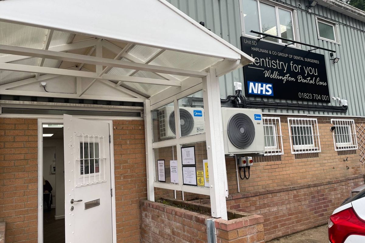 Entrance to Wellington Dental Care on the Lowmoor Industrial Estate in Wellington. CREDIT: NHS Somerset. Free to use for all BBC wire partners.