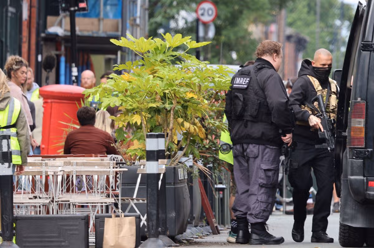 Filming on Lark Lane earlier this month
