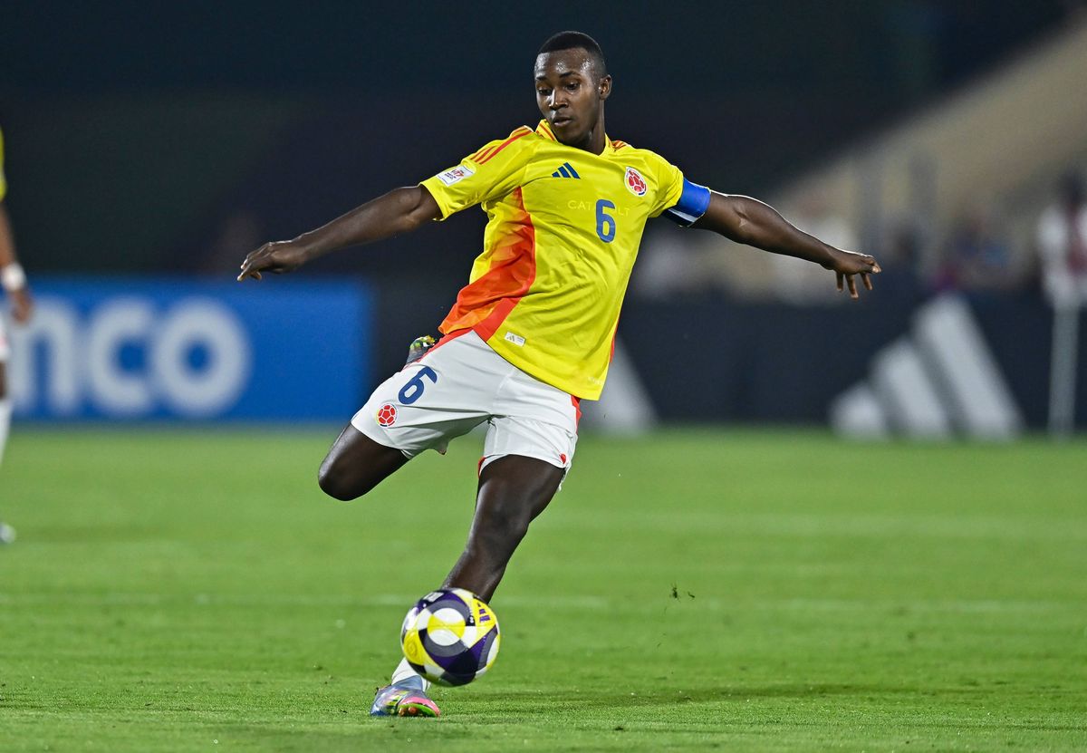 Cristian Orozco in action during the FIFA U-17 World Cup Qatar 2025 Group G match between Germany and Colombia.