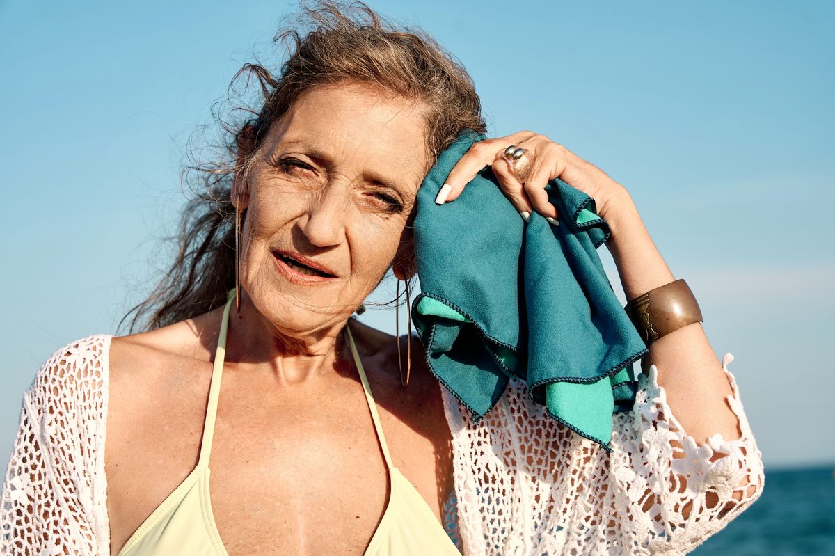woman at the beach during a heatwave
