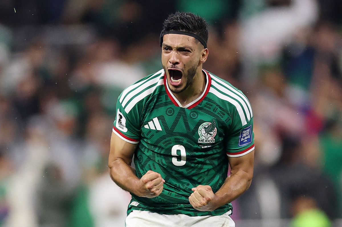 Raul Jimenez #9 of Mexico celebrates scoring his team's second goal during the FIFA World Cup 2026 Round Of 32 match between Mexico and Ecuador at Mexico City Stadium on June 30, 2026 in Mexico City, Mexico.