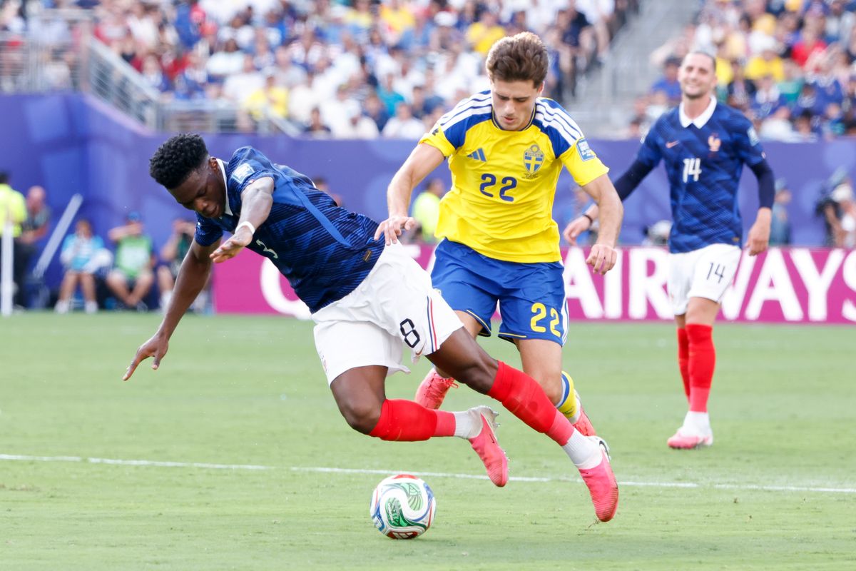 Aurelien Tchouameni of France in World Cup action against Sweden.
