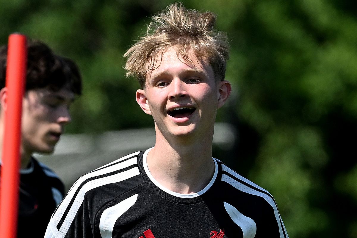 Will Wright of Liverpool during an U21 training session at AXA Training Centre on July 9 2026 in Kirkby