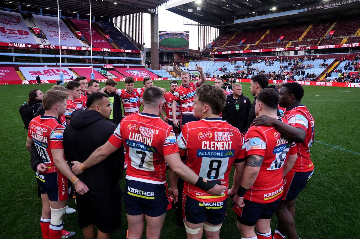 Gloucester Rugby's players in a huddle on the pitch after the Gallagher PREM match at Villa Park, Birmingham. Picture date: Saturday March 28, 2026. PA Photo. Photo credit should read: Bradley Collyer/PA Wire.