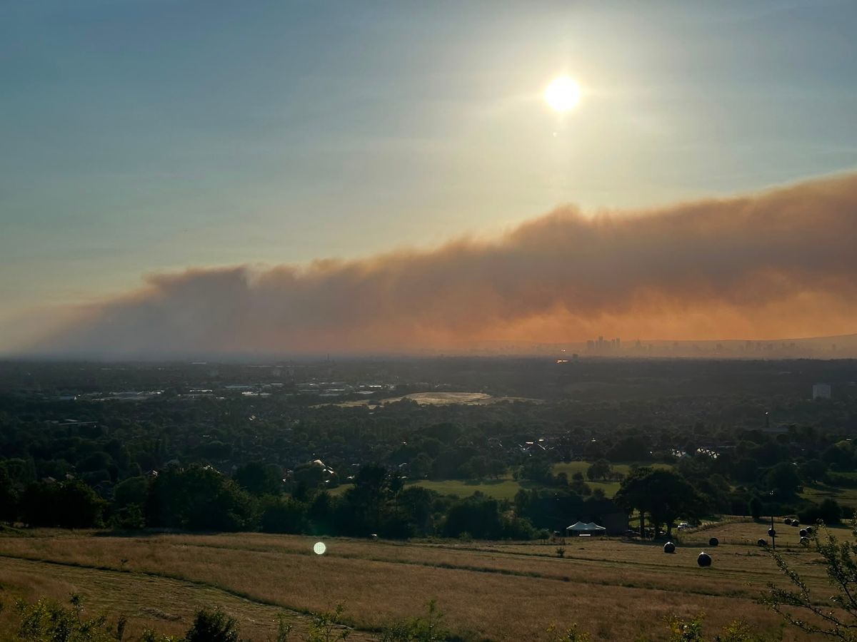 Plumes of smoke were blown over parts of the region