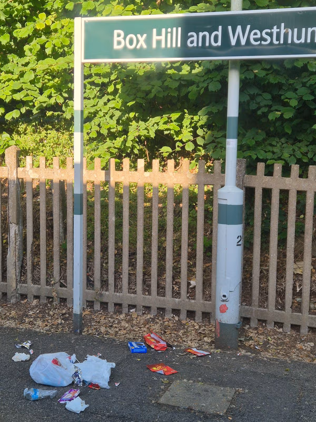 Litter on Box Hill platform