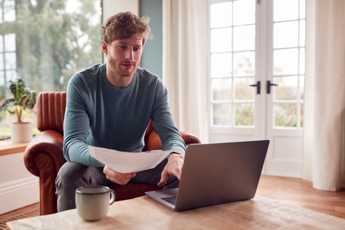 man using laptop