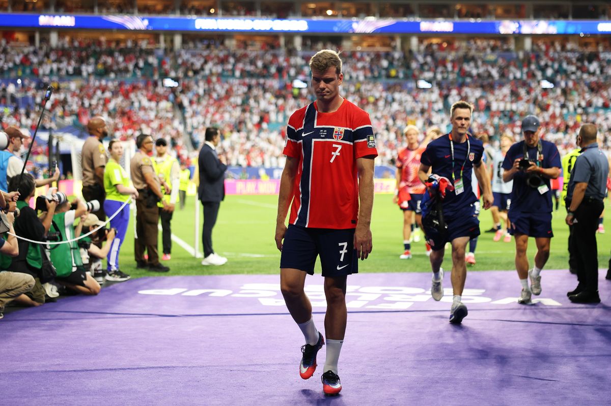 Alexander Sorloth walks off the pitch
