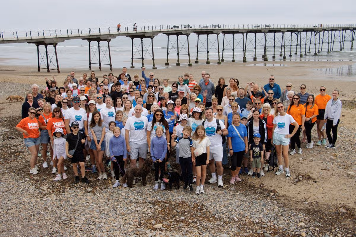 Supporters gather on Saltburn beach ahead of the final sponsored walk