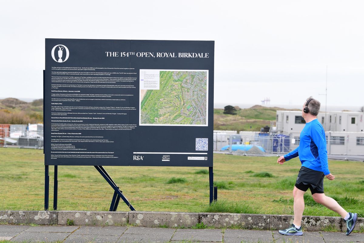 A sign ahead of the 154th Open at Royal Birkdale Golf Club has been erected at the site