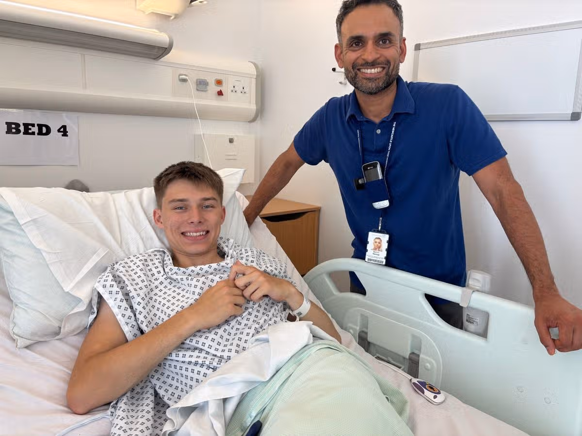 Ralph Seed, 18, with consultant Dr Sachin Rastogi