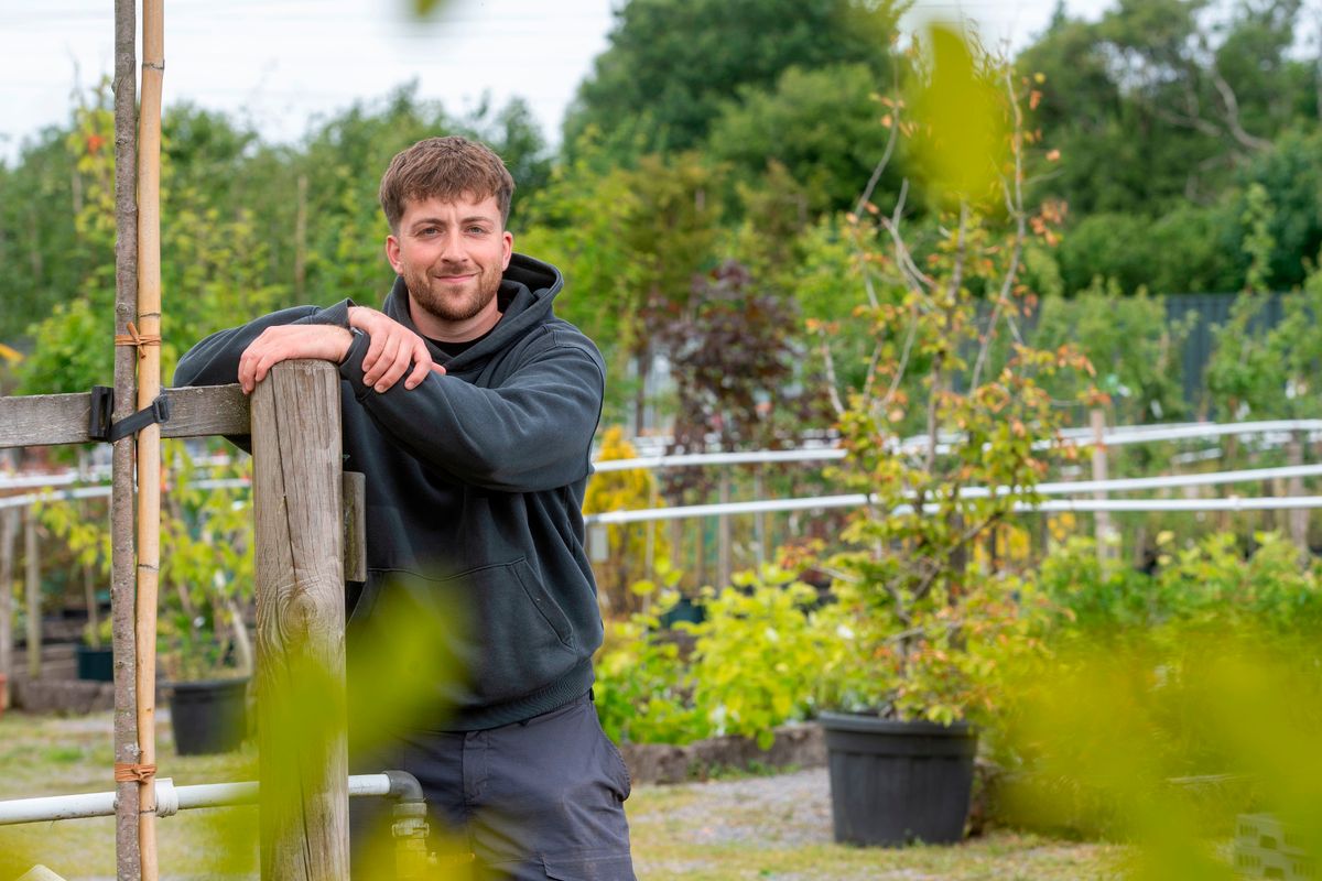Sam Jones who works at the garden centre, owners Gary and Lisa Jones' son, at the Dutch Garden centre, Cardiff, which is closing after 50 years. 