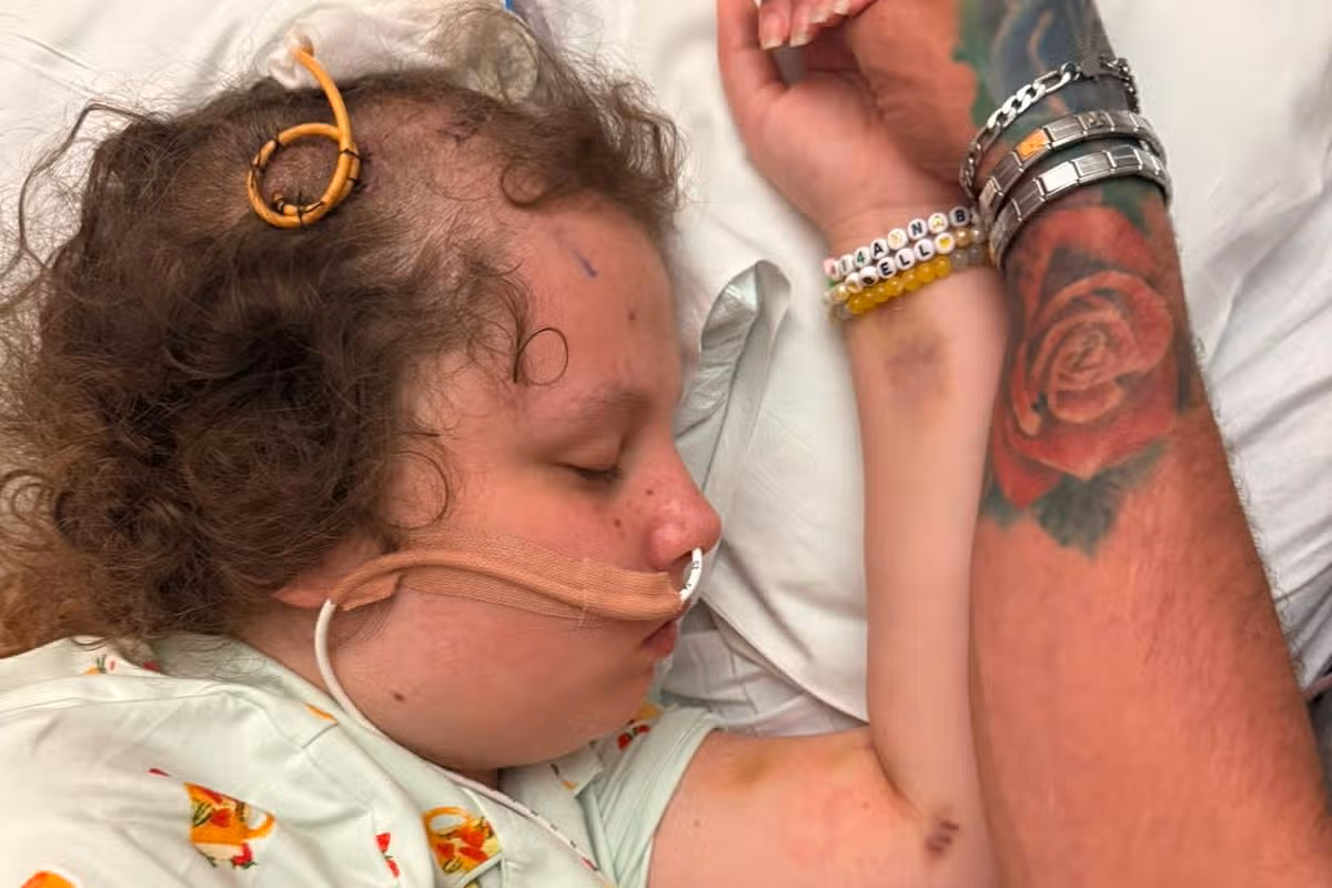 Annabell Robinson with James MacLeod in hospital