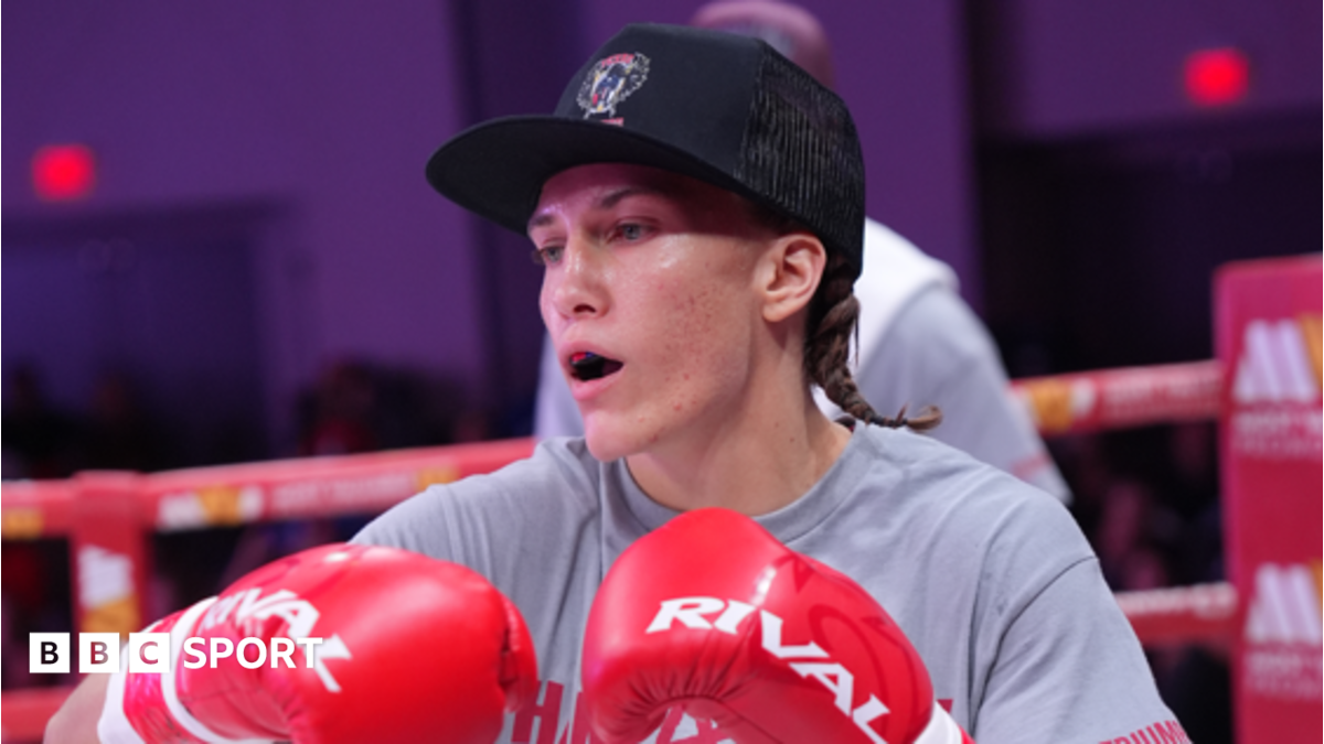Boxer Hannah Rapp warming up in the ring before a fight