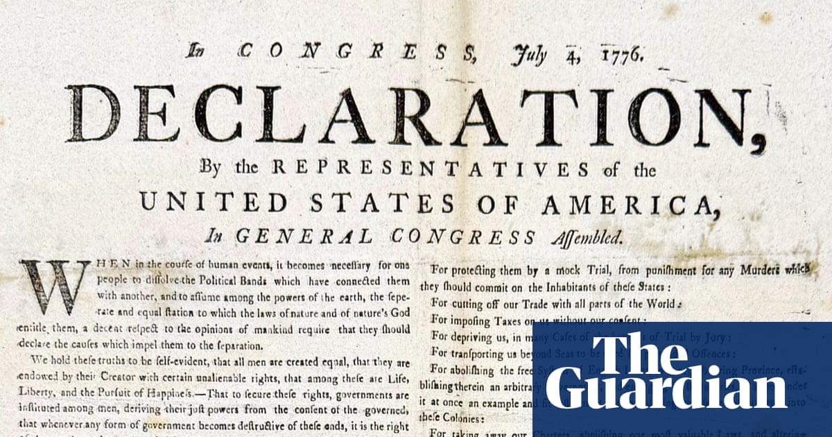 ‘Vanishingly rare’ copy of US Declaration of Independence found by volunteer in UK archives | National Archives
