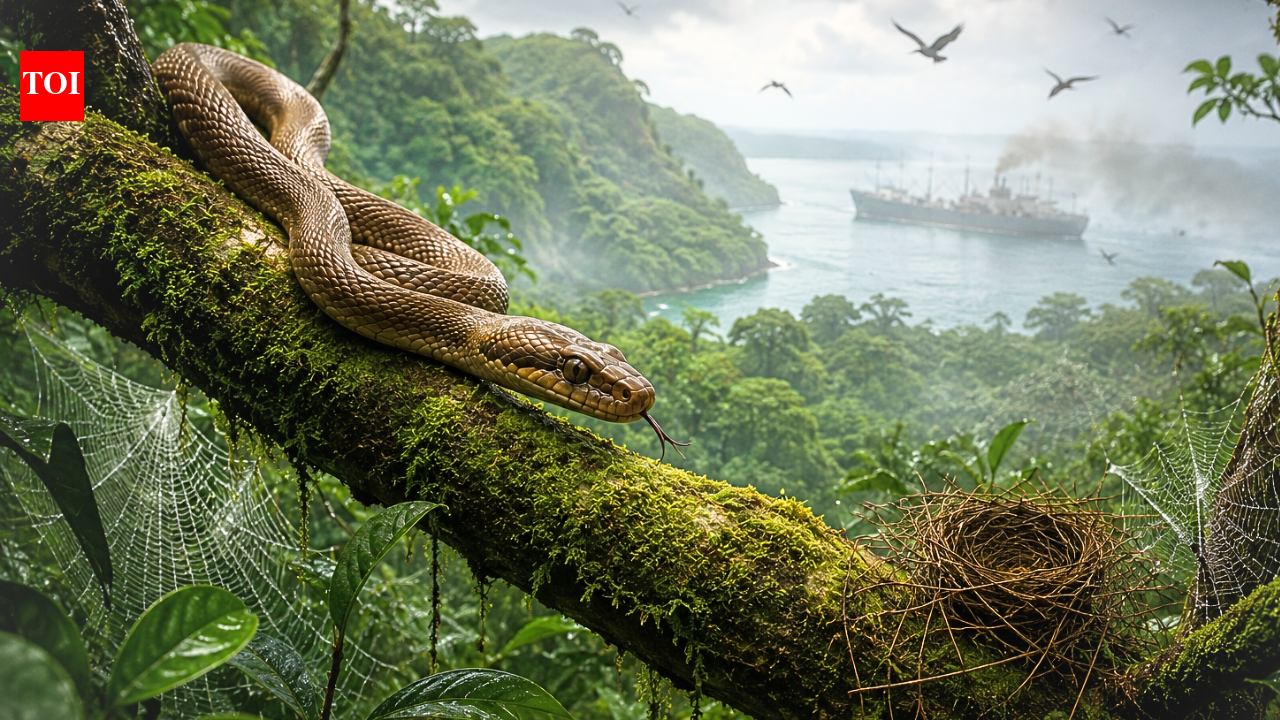 Brown tree snakes reached Guam hidden in military cargo during World War II, and it triggered an ecological collapse that wiped out nearly all native birds and slashed tree seedling growth by up to 92% |