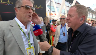 Hugh Grant forced to correct Martin Brundle during awkward F1 interview