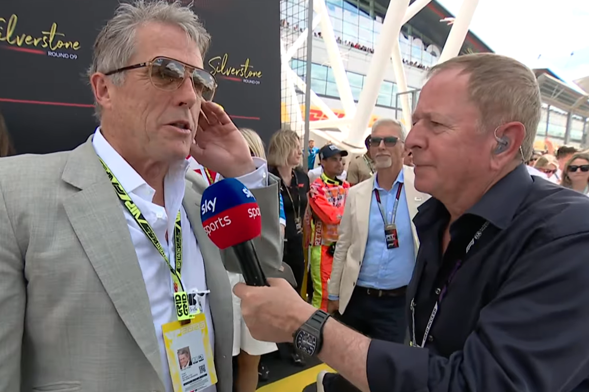 Hugh Grant forced to correct Martin Brundle during awkward F1 interview