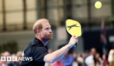 Prince Harry plays pickleball at Invictus Games event, but no Meghan - BBC