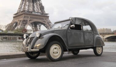 Vintage 1954 Citroen 2CV car on display showcasing classic French automotive design and innovation