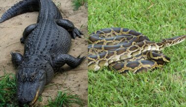 A Florida alligator has been filmed eating an invasive Burmese python in the Everglades, a rare glimpse of a native predator turning the tables