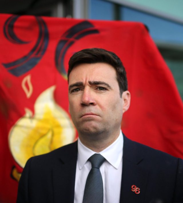 WARRINGTON, ENGLAND - APRIL 26: Labour politician Andy Burnham departs Birchwood Park after hearing the conclusions of the Hillsborough inquest on April 26, 2016 in Warrington, England. The fresh inquests into the 1989 Hillsborough disaster, in which 96 football supporters were crushed to death, concluded on April 26, 2016 with a verdict of unlawful killing, after the initial verdicts were quashed. Relatives of Liverpool supporters who died in Britain's worst sporting disaster gathered in the purpose-built court to hear the jury's verdict in Warrington after a 25 year fight to overturn the accidental death verdicts handed down at the initial 1991 inquiry. (Photo by Christopher Furlong/Getty Images)
