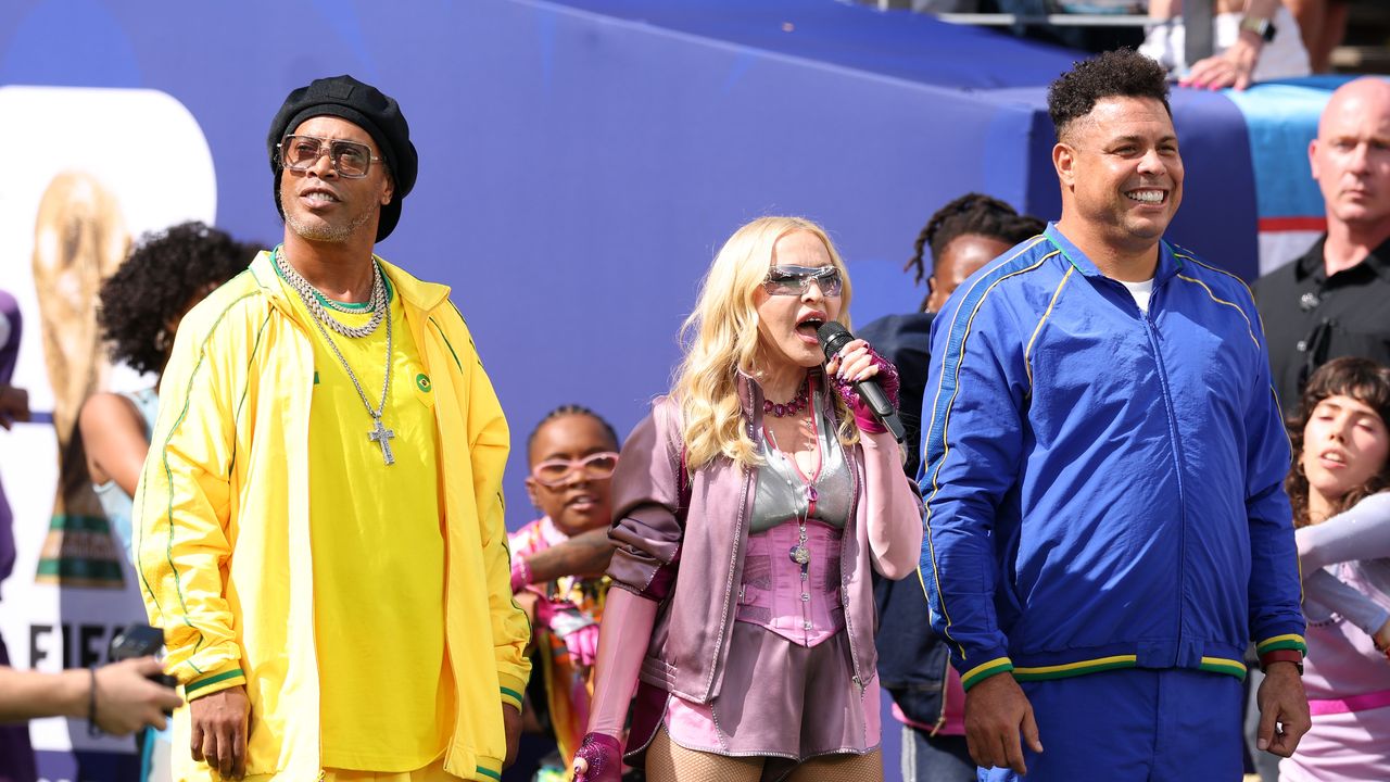 Madonna Played Keeper in Swarovski-Covered Gloves at the 2026 World Cup Halftime Show