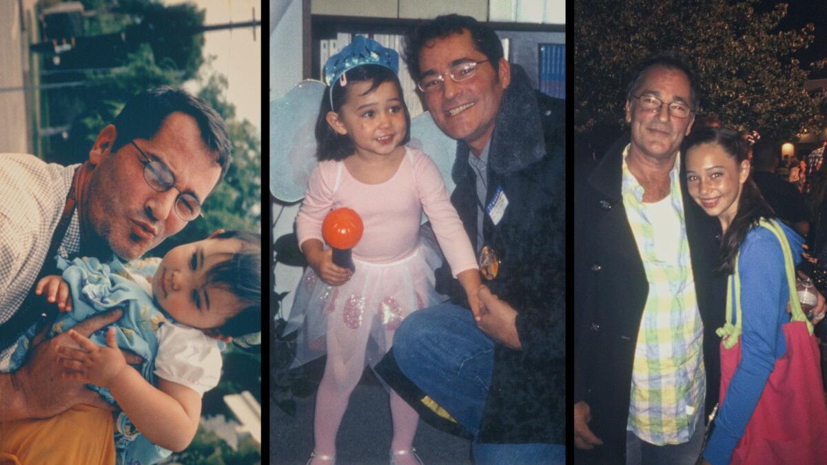 Three photos side by side of a man and his daughter.