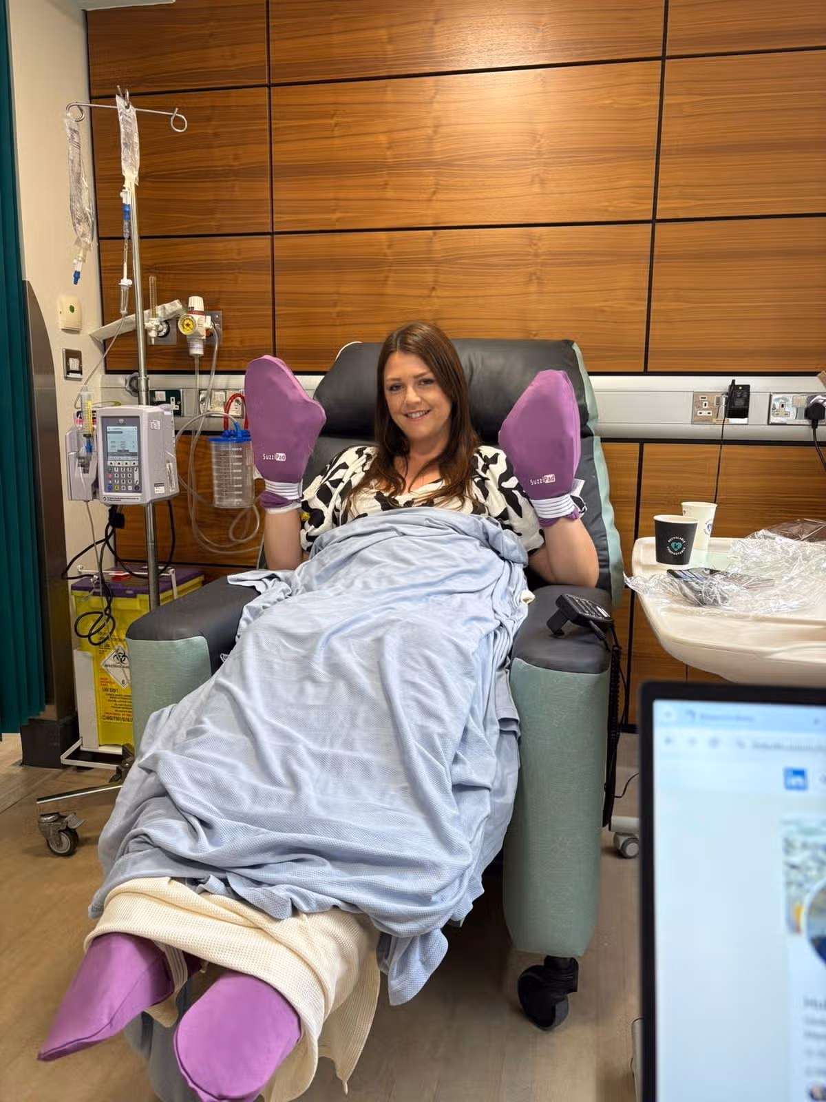 A photo of Laura in hospital
