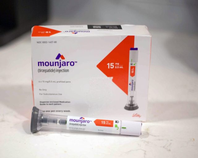 Eli Lilly & Co. Mounjaro brand tirzepatide medication arranged in Austin, Texas, US, on Sunday, March 3, 2024. Weight-loss shot users are looking to influencers for guidance absent proper follow-up care. Photographer: Montinique Monroe/Bloomberg via Getty Images