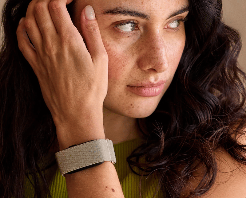 Garmin CIRQA worn on a slim wrist, the 47mm module running the full width of the forearm