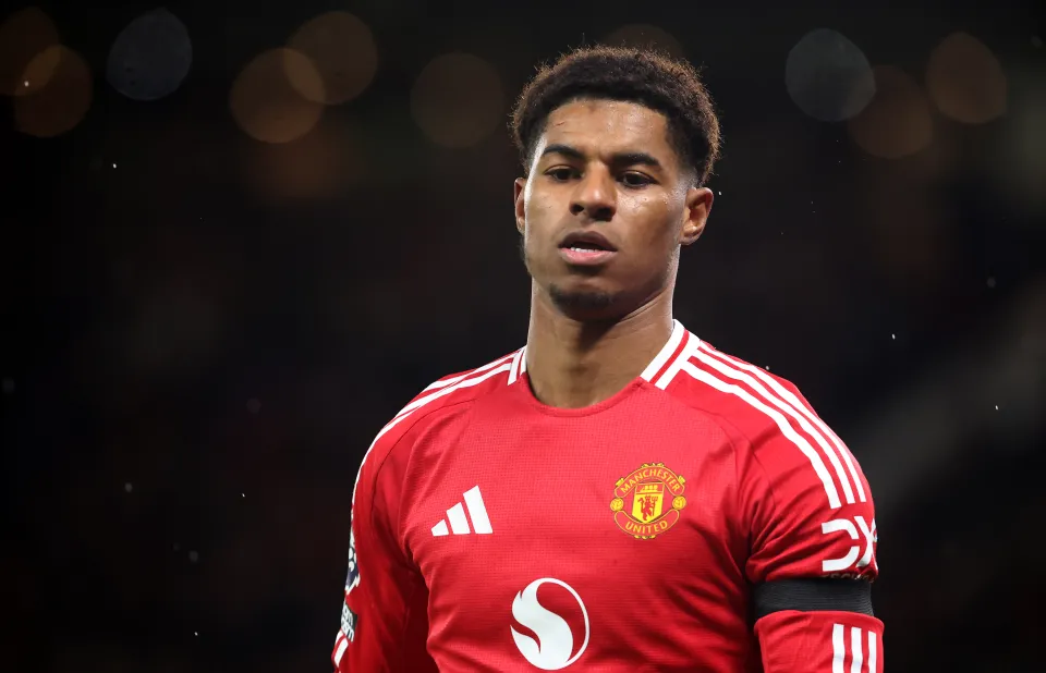 Marcus Rashford looks on while playing for Manchester United