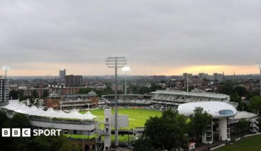 A general view of Lord's Cricket Ground showing the new Telescopic Floodlights, made by Abacus Lighting, unveiled during the Twenty20 match between Middlesex and Kent at Lord's on May 27, 2009 in London, England.