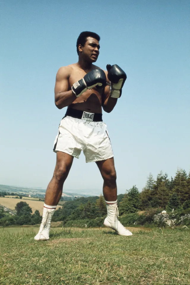 Muhammad Ali during training on 10 July 1972 for his fight with Al 'Blue' Lewis held at Croke Park in Dublin, Republic of Ireland
