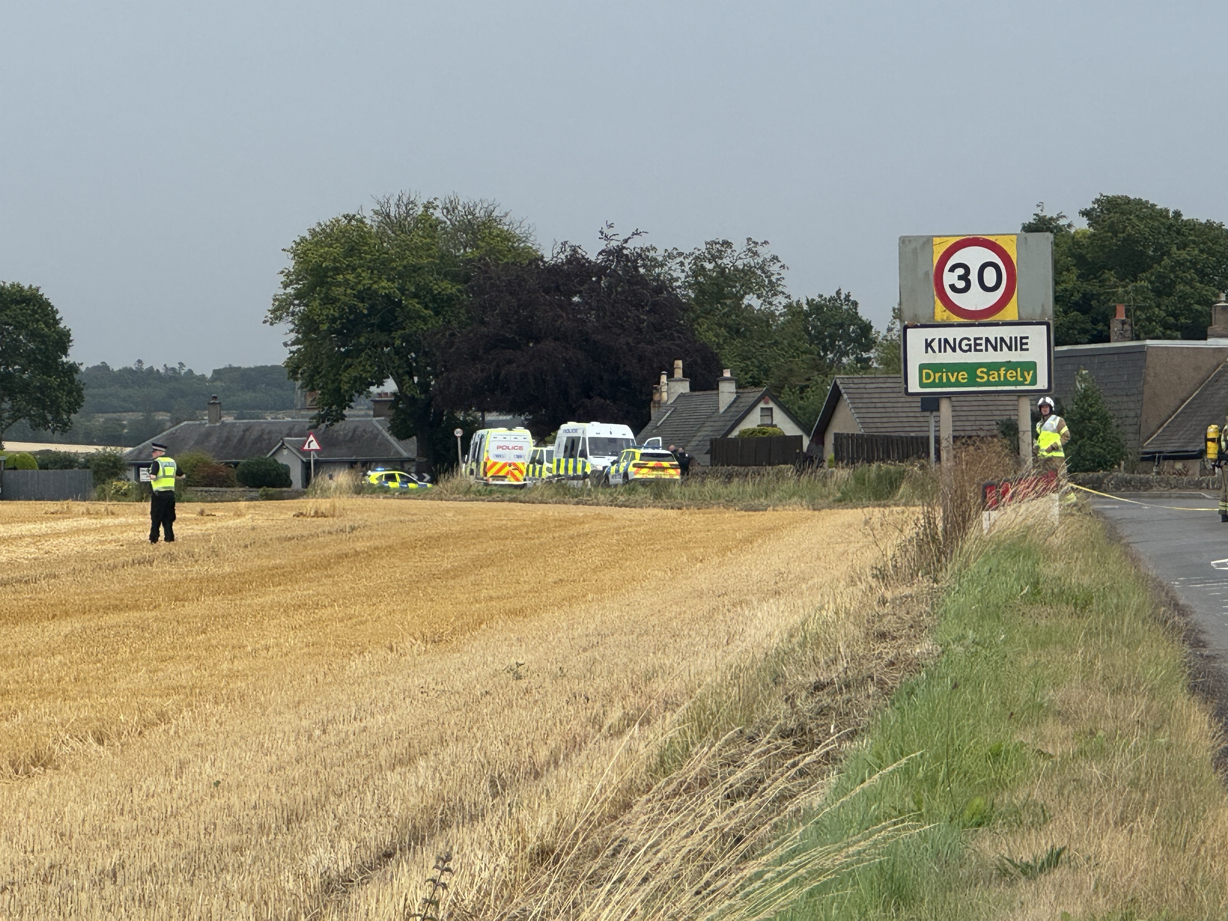 The road leading into the village has been locked down