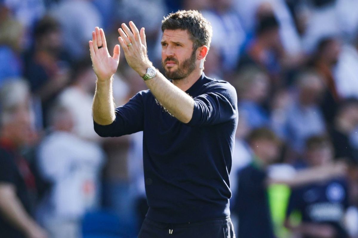 Manchester United manager Michael Carrick after the Premier League match at the American Express Stadium, Brighton and Hove