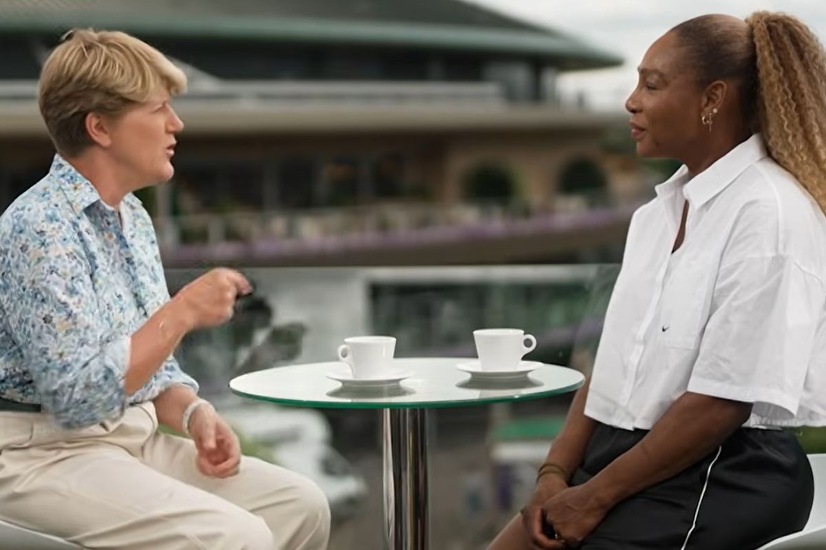 Clare Balding speaks to Serena Williams at Wimbledon 2026