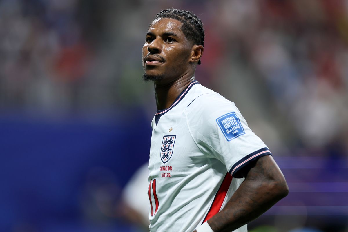 Marcus Rashford in action for England