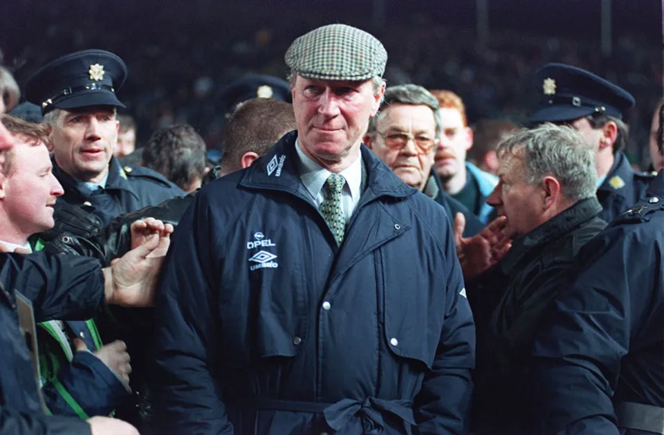 Jack Charlton looks on before a match as Republic of Ireland manager