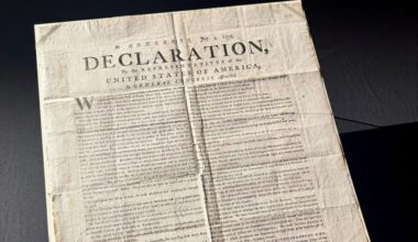 A 1776 copy of the U.S. Declaration of Independence is displayed